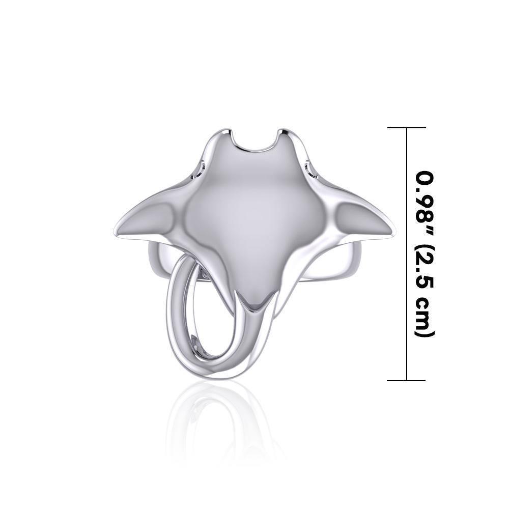 Large Manta Ray Silver Ring TRI1834