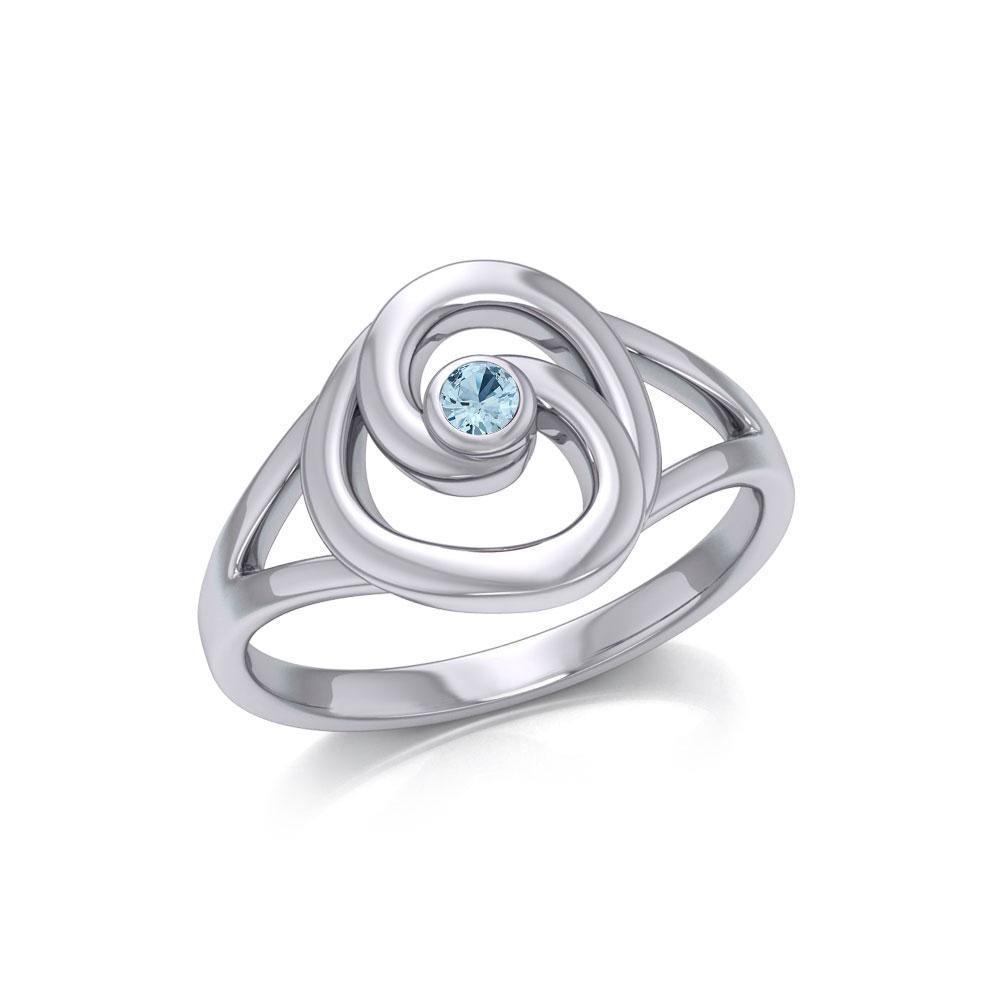 Organic Droplet Silver Contemporary Ring with Gemstone TRI1906