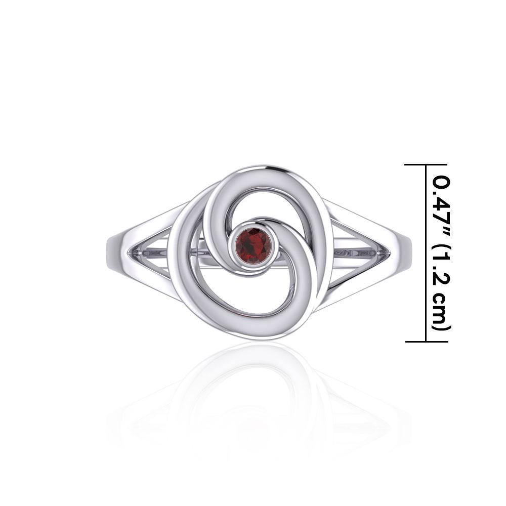 Organic Droplet Silver Contemporary Ring with Gemstone TRI1906