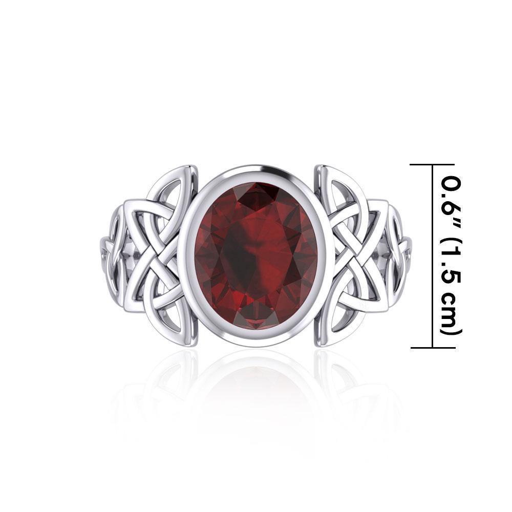 Silver Celtic Knotwork Ring with Extra Large Oval Gemstone TRI1911