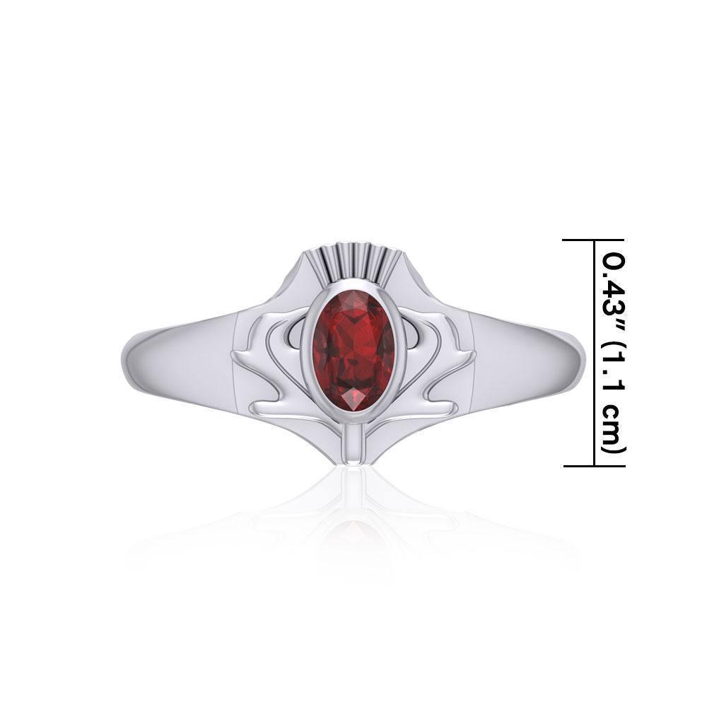 Thistle Silver Ring with Gemstone TRI1915