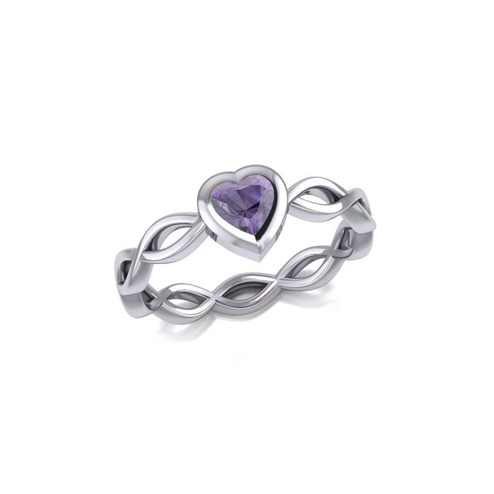Heart on Braid Silver Ring TRI1924