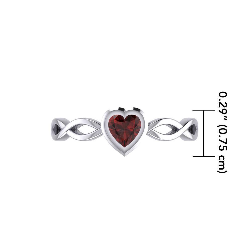Heart on Braid Silver Ring TRI1924