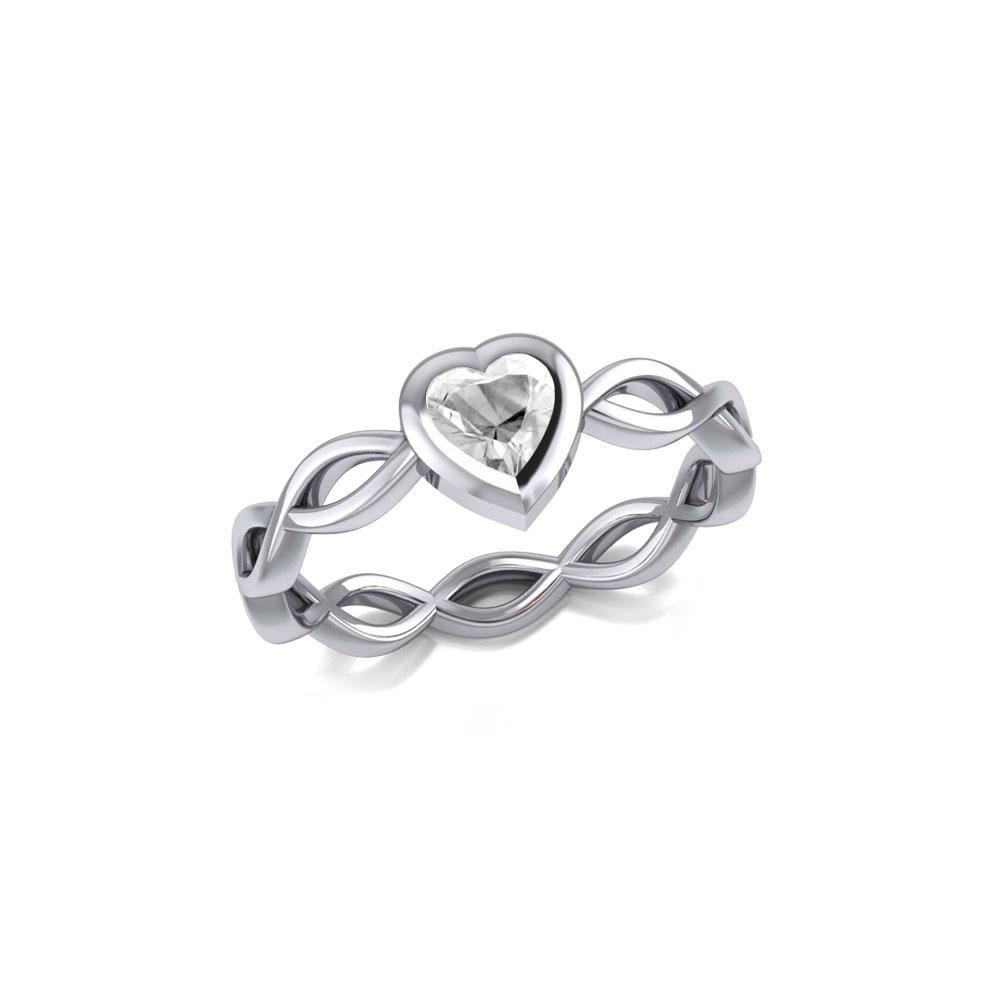 Heart on Braid Silver Ring TRI1924