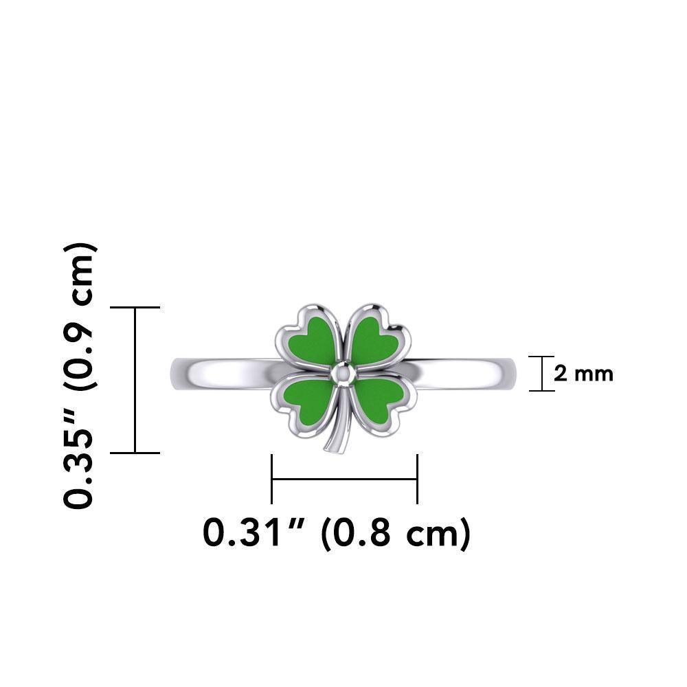 Lucky Four Leaf Clover Silver Ring with Enamel TRI1935