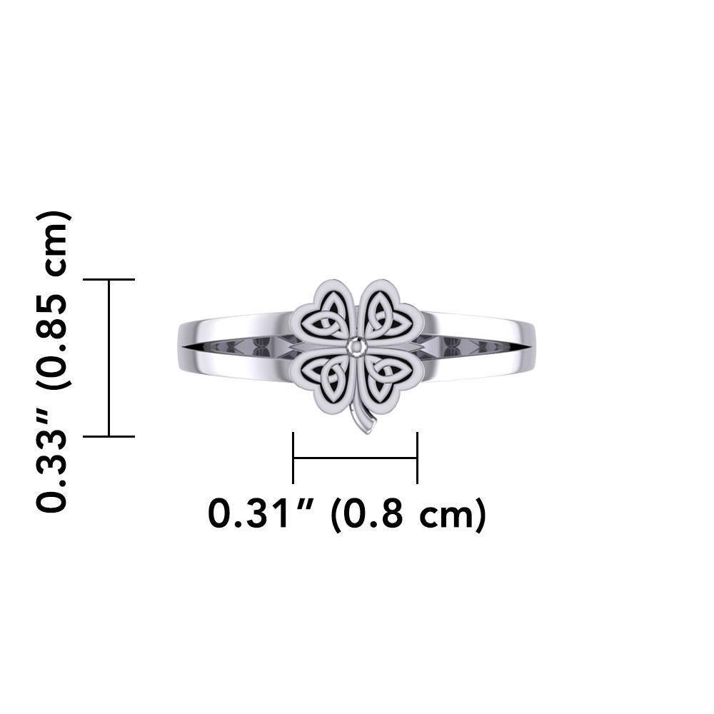 Lucky Celtic Four Leaf Clover Silver Ring TRI1936