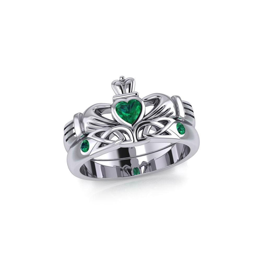 Celtic Claddagh Love Silver Commitment Band Ring TRI1942
