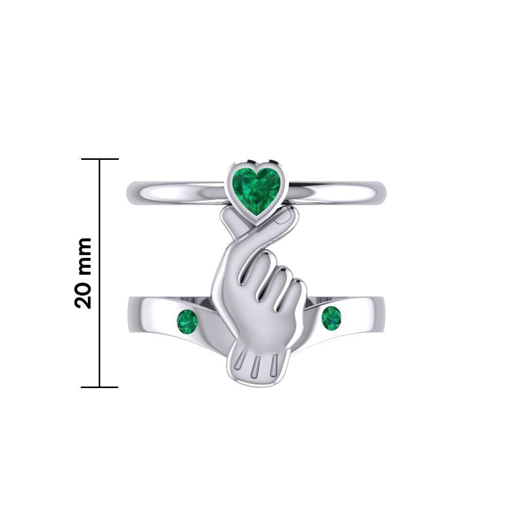 Mini Heart of Love Silver Commitment Band Ring TRI1943