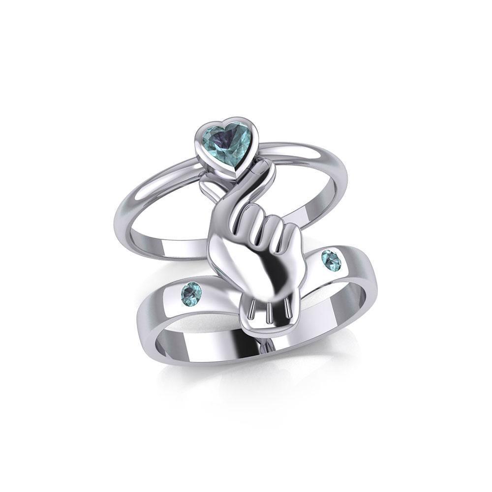 Mini Heart of Love Silver Commitment Band Ring TRI1943