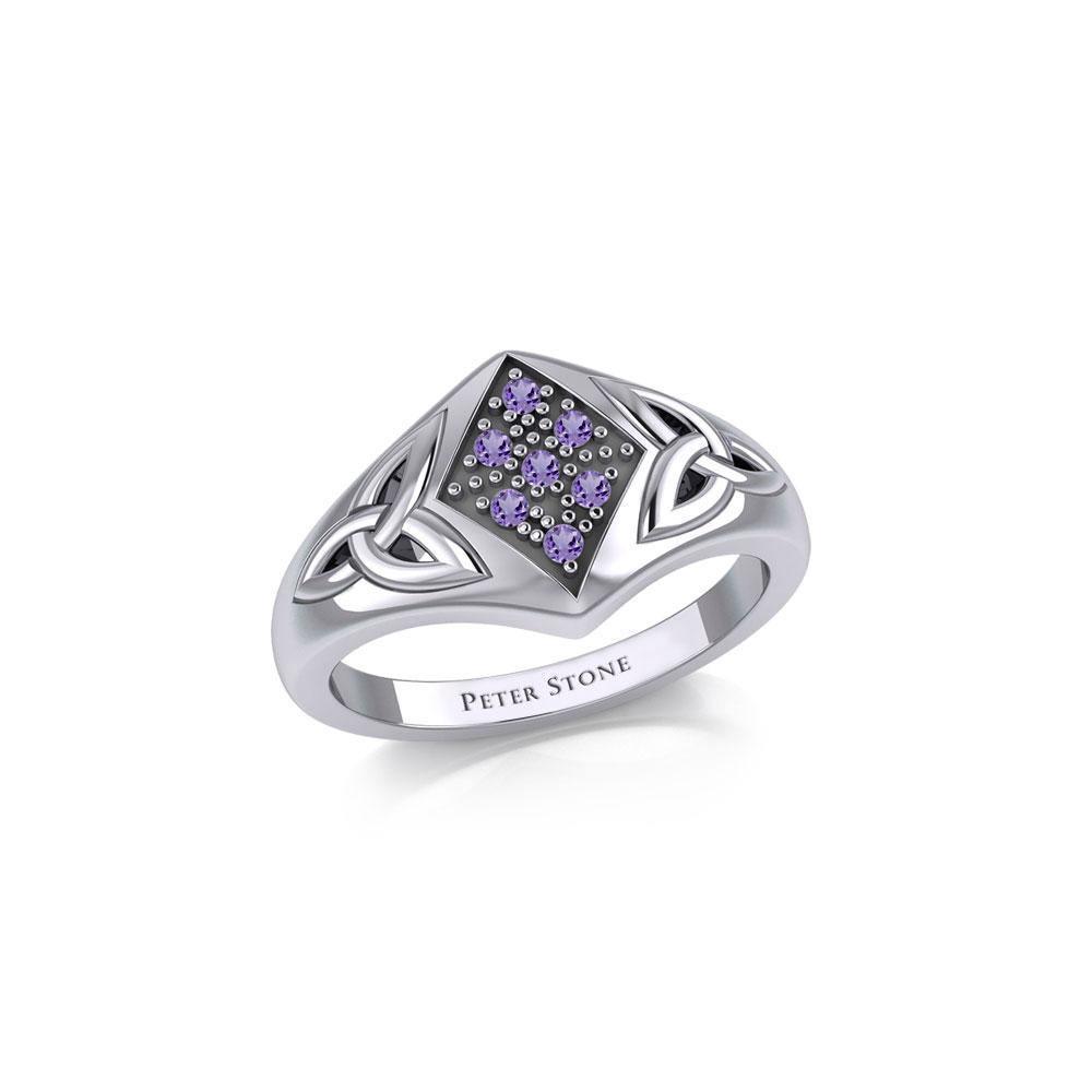 Celtic Trinity Knot Ring with Gemstones TRI1951