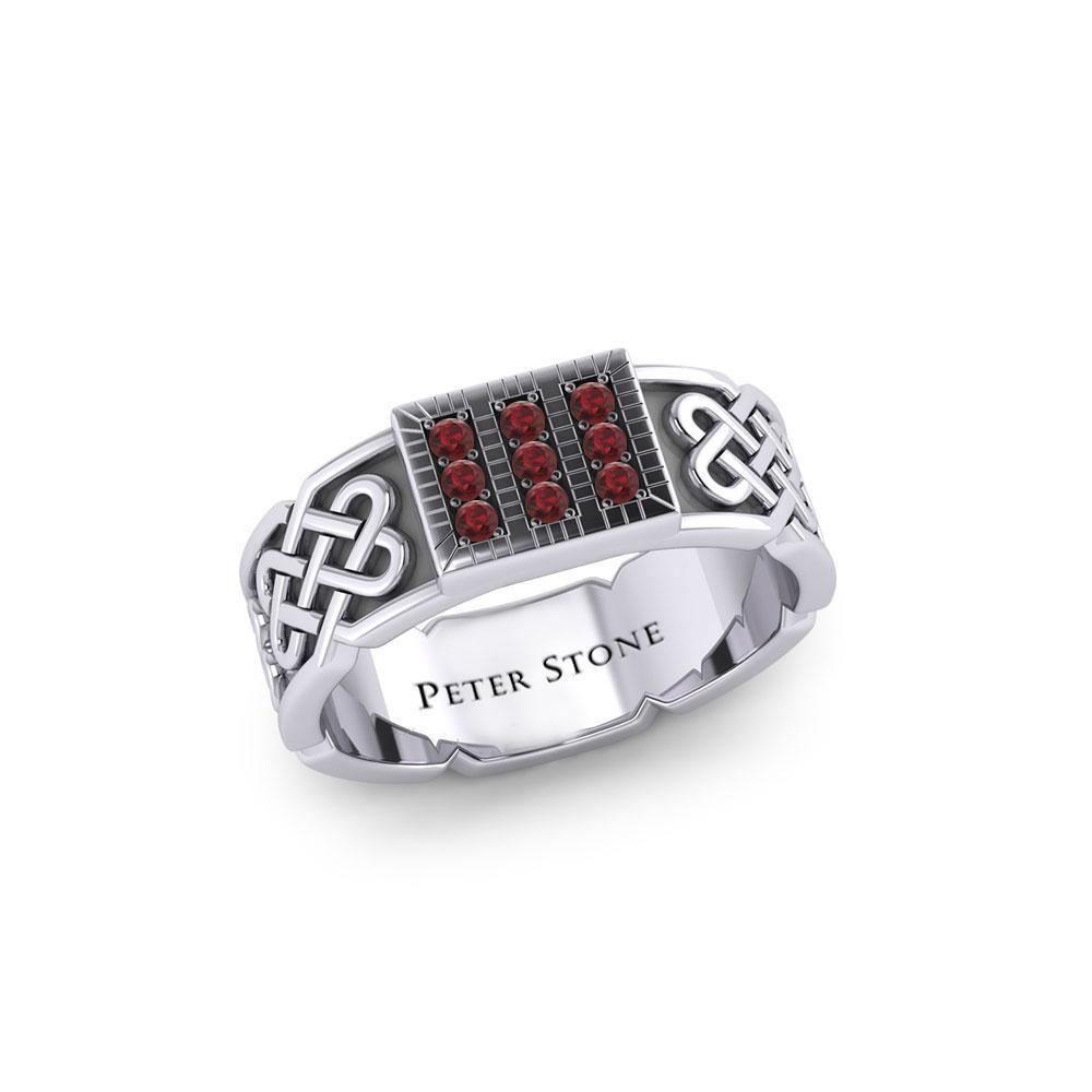 Rectangle Celtic Ring with Gemstones TRI1953