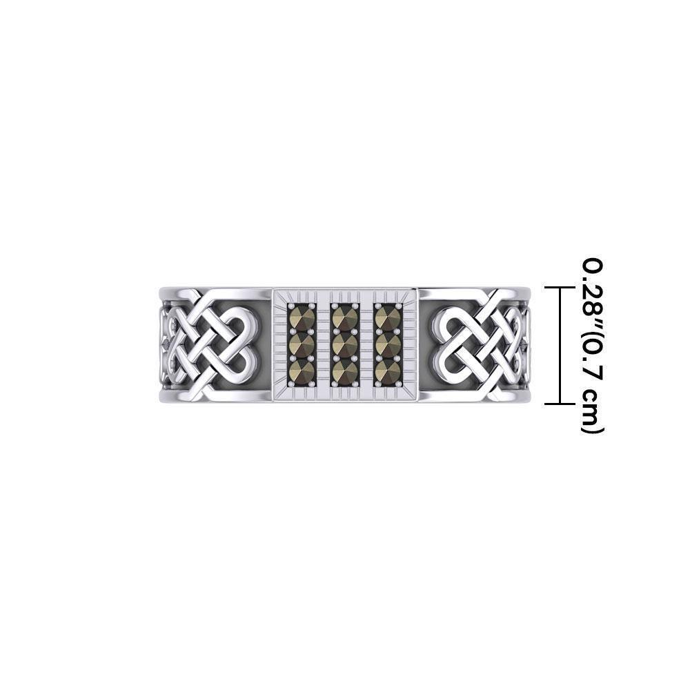 Rectangle Celtic Ring with Gemstones TRI1953