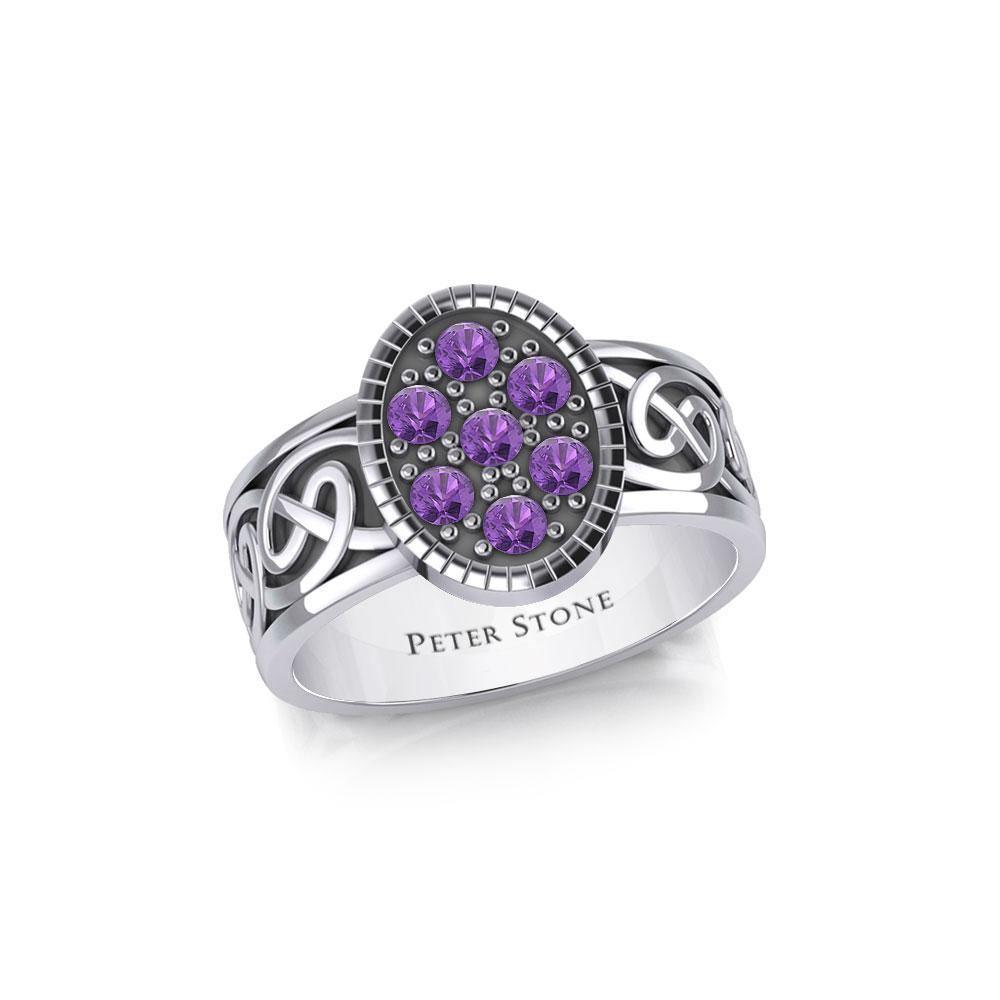 Oval Celtic Ring with Gemstones TRI1954