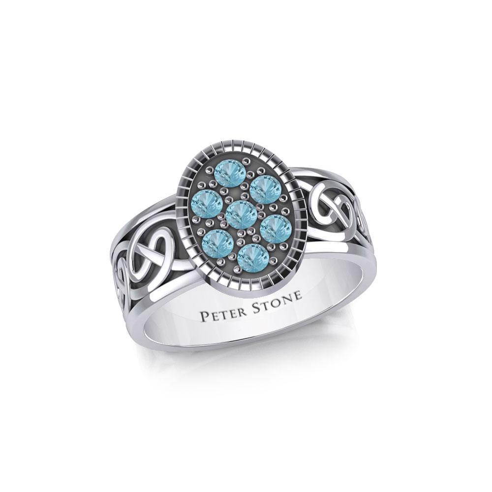 Oval Celtic Ring with Gemstones TRI1954