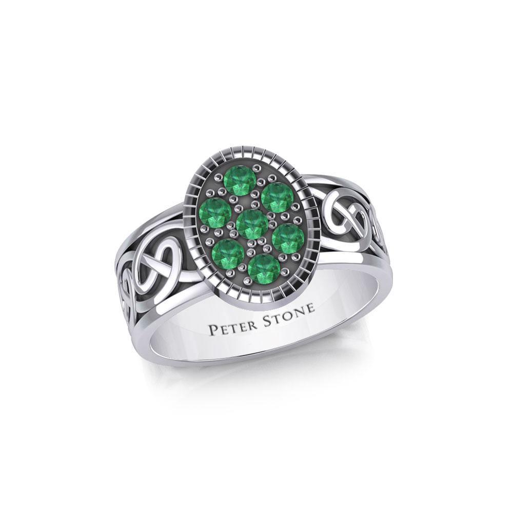 Oval Celtic Ring with Gemstones TRI1954