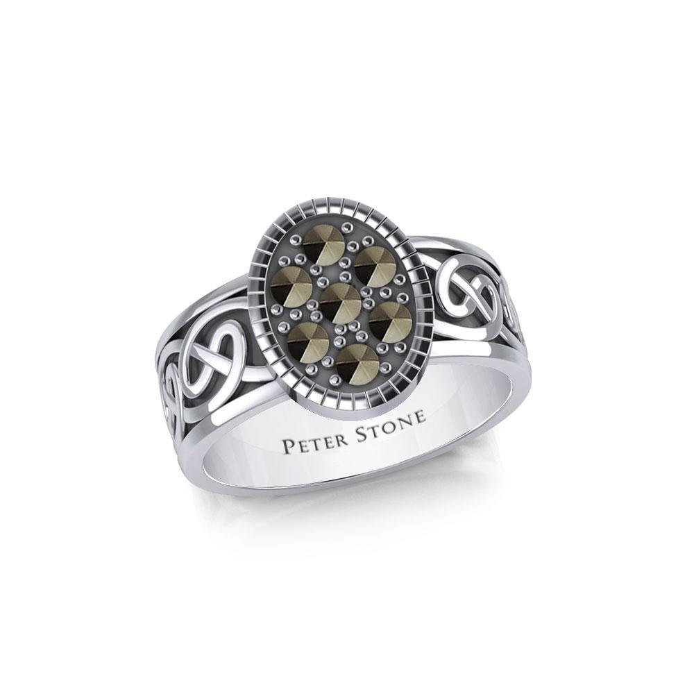 Oval Celtic Ring with Gemstones TRI1954