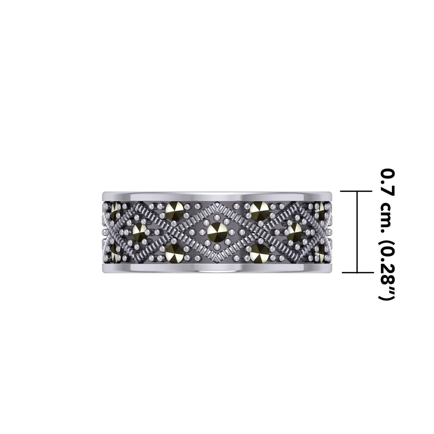Weave Design Silver Ring with Gemstones TRI1956 - Wholesale Jewelry