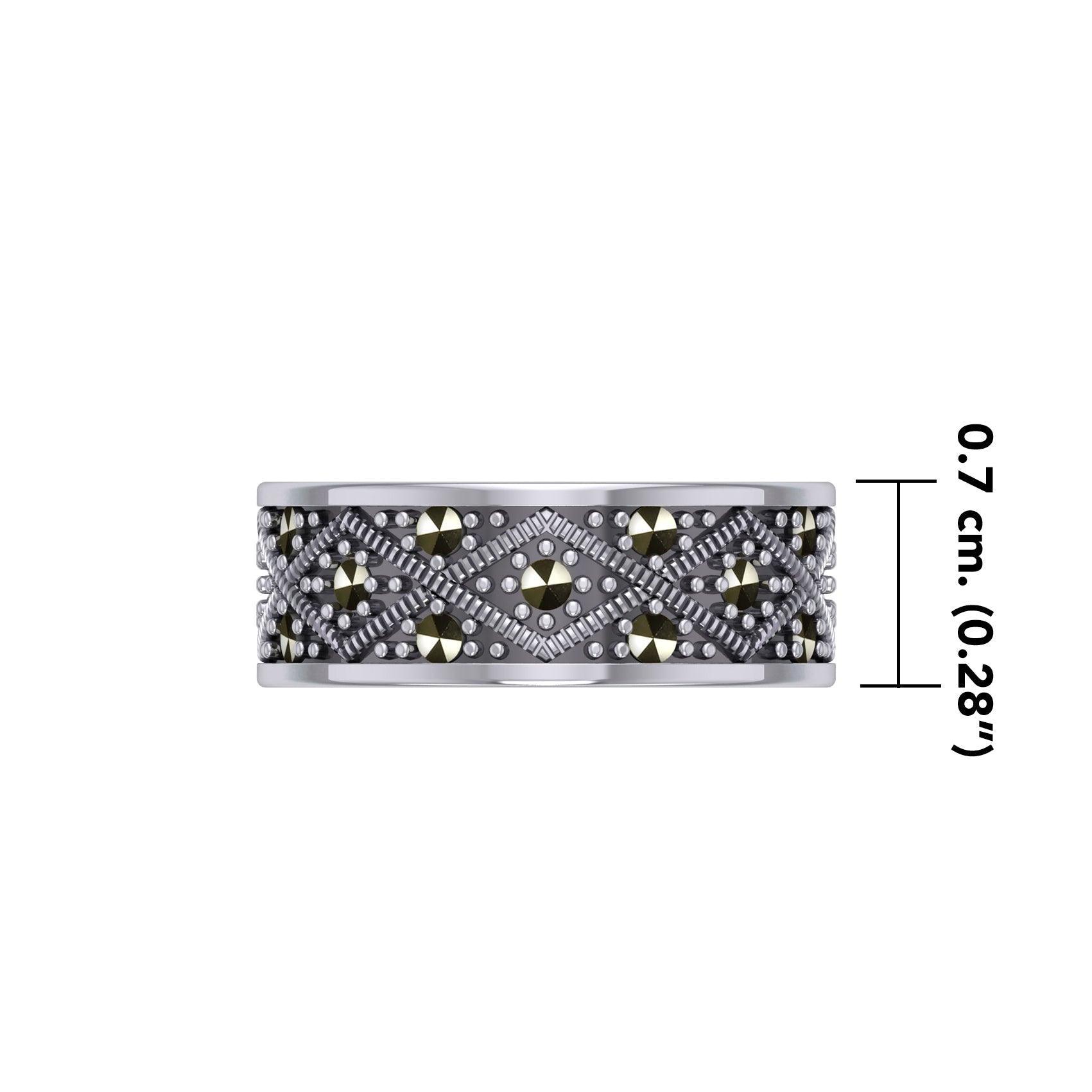 Weave Design Silver Ring with Gemstones TRI1956 - Wholesale Jewelry