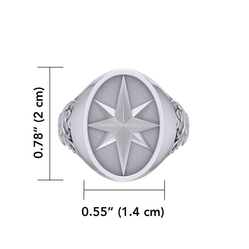 Compass Silver Signet Men Ring TRI1964