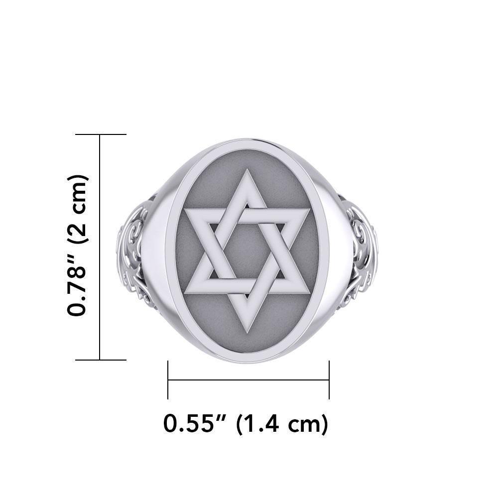 Star of David Silver Signet Men Ring TRI1966