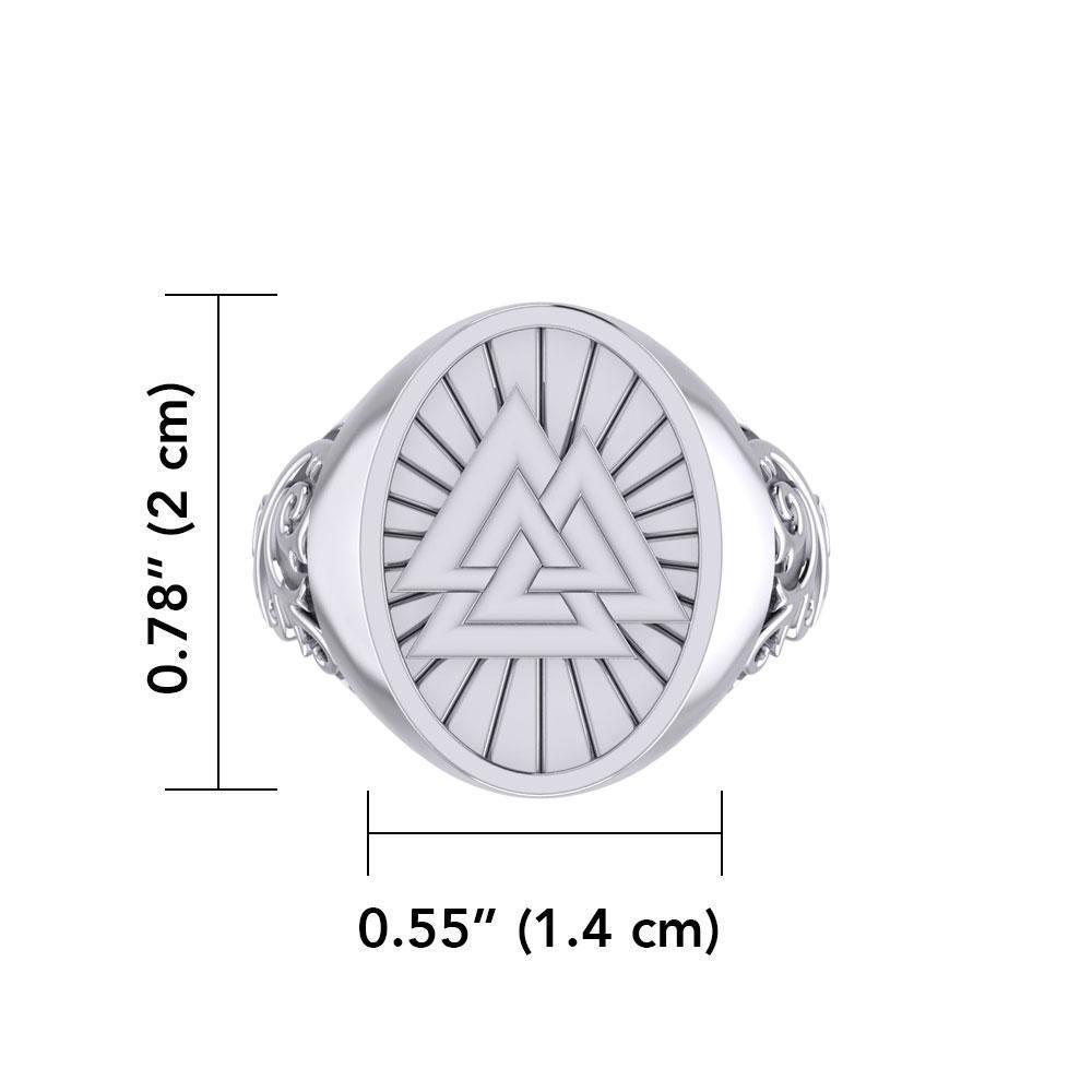 Viking Valknut Silver Signet Men Ring TRI1968