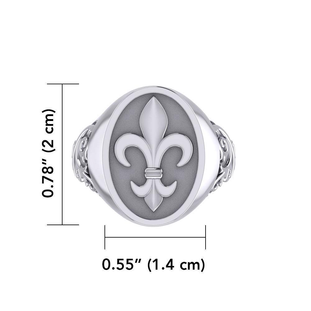 Fleur de lis Silver Signet Men Ring TRI1969