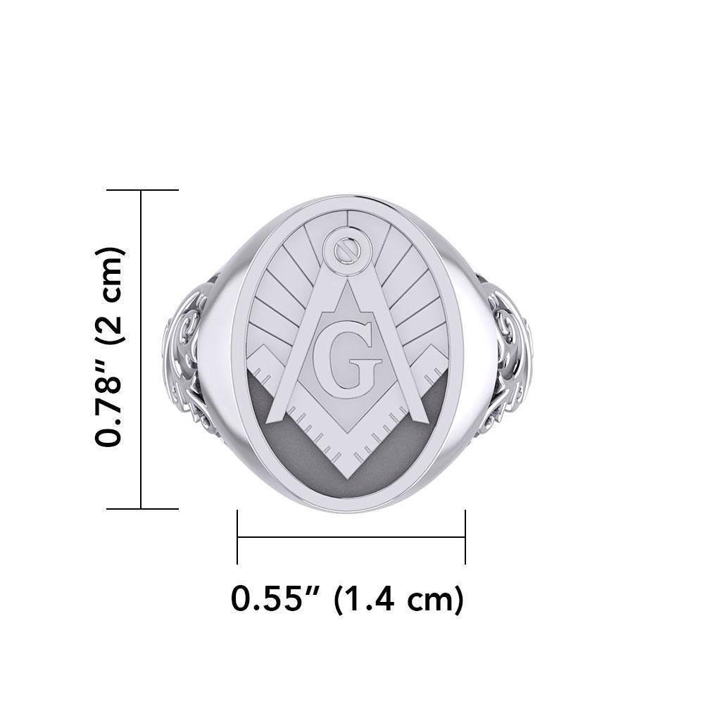 Masonic Silver Signet Men Ring TRI1970