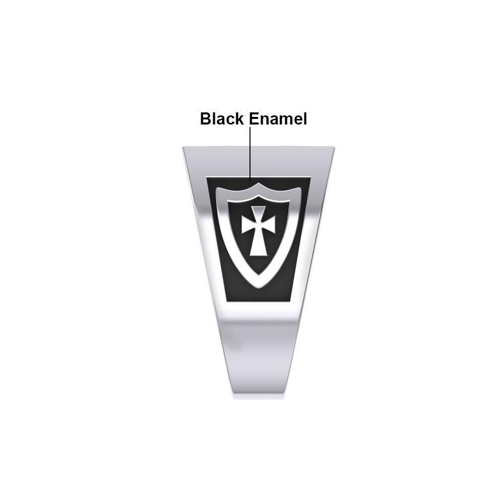 The Cross Silver Signet Men Ring with Enamel TRI1976