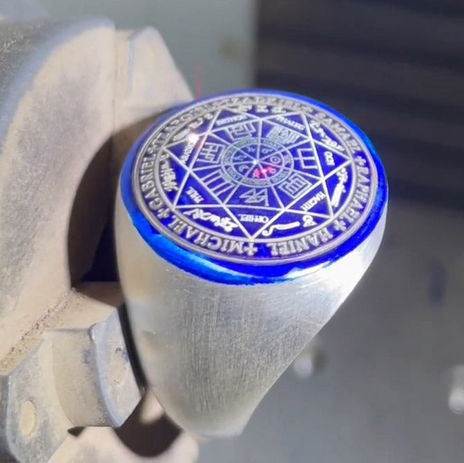 Seven Archangels Seals Silver Signet Men Ring TRI1990