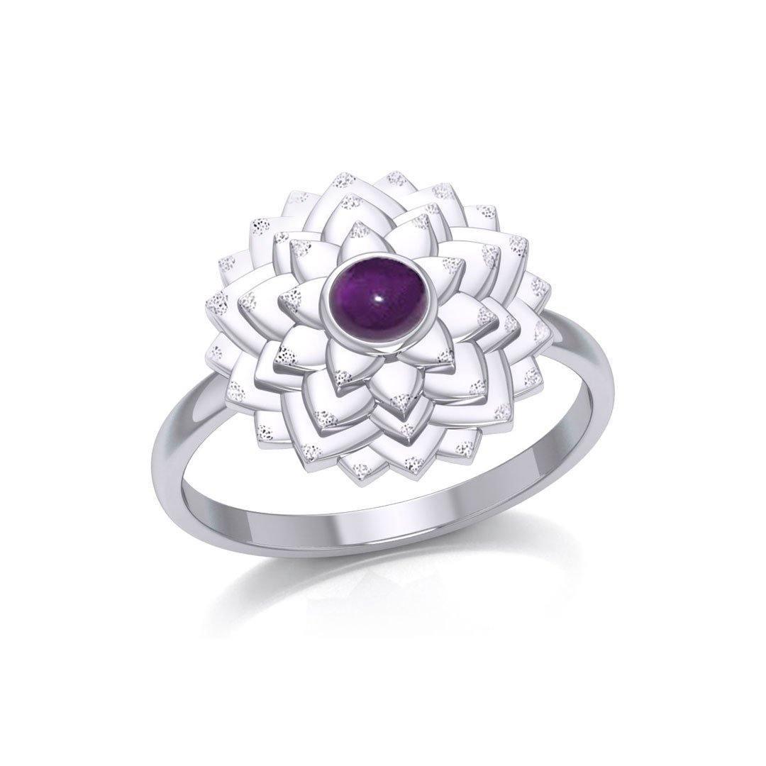 Sahasrara Crown Chakra Sterling Silver Ring with Gem TRI2089