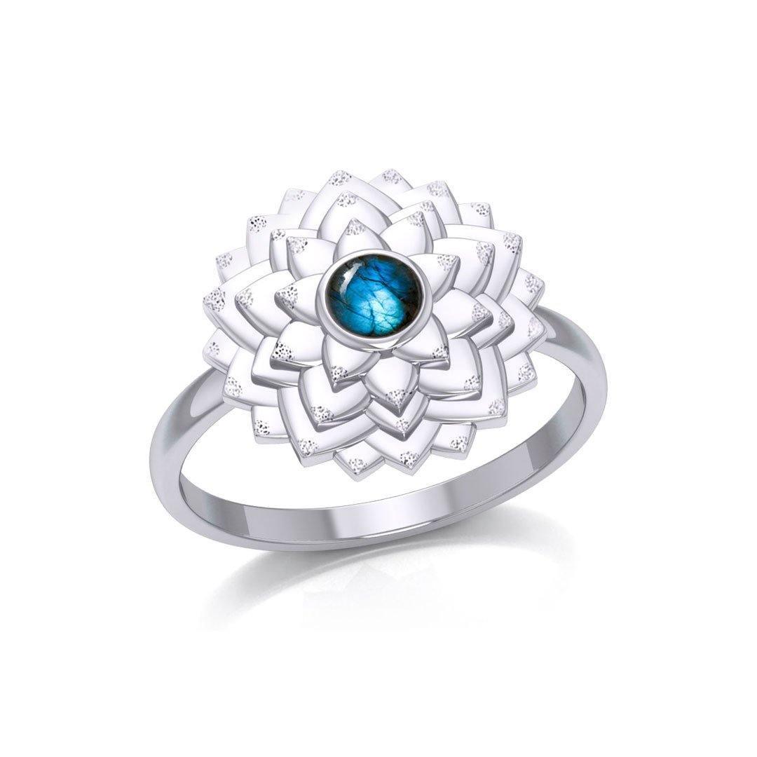 Sahasrara Crown Chakra Sterling Silver Ring with Gem TRI2089