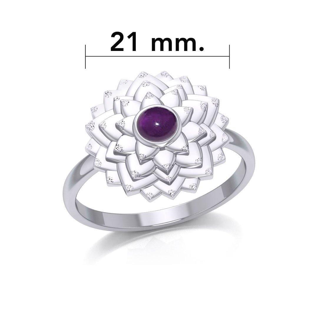 Sahasrara Crown Chakra Sterling Silver Ring with Gem TRI2089
