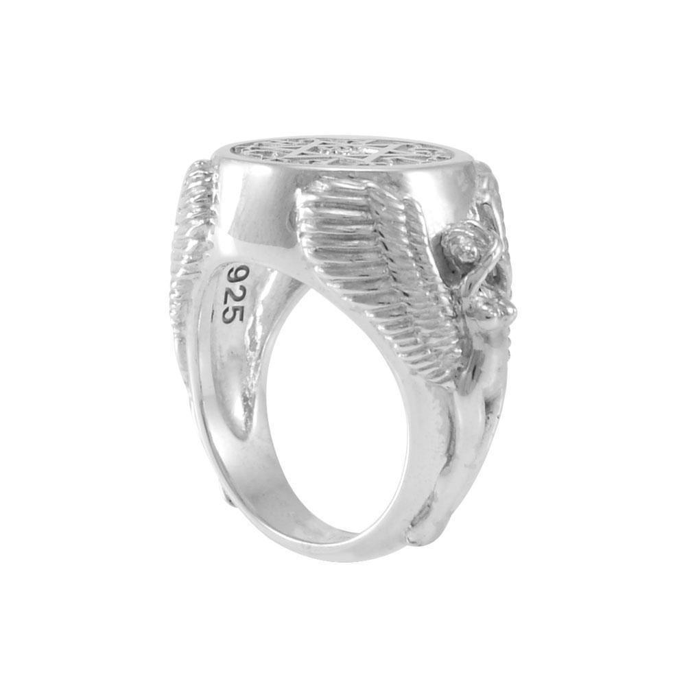 Angel Talisman Occult Small Sterling Silver Ring TRI2155