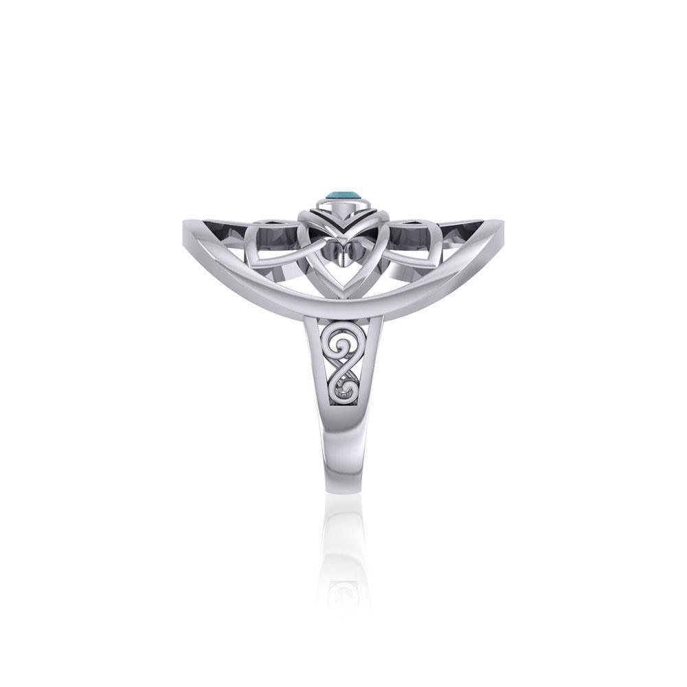 Flower of Life Eye Silver Ring with Gem TRI2168