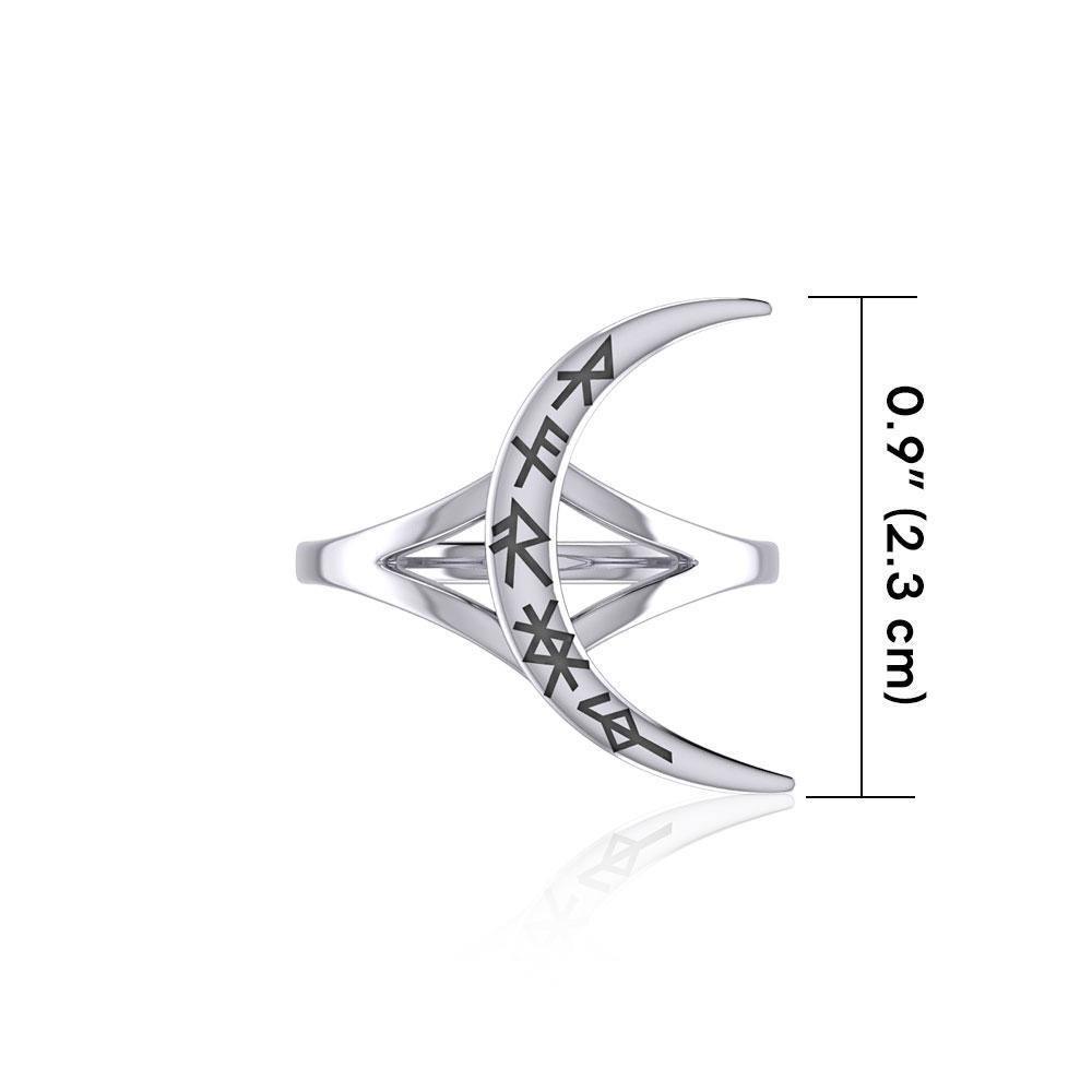 Crescent Moon with Meaningful Bind Runes Ring TRI2267