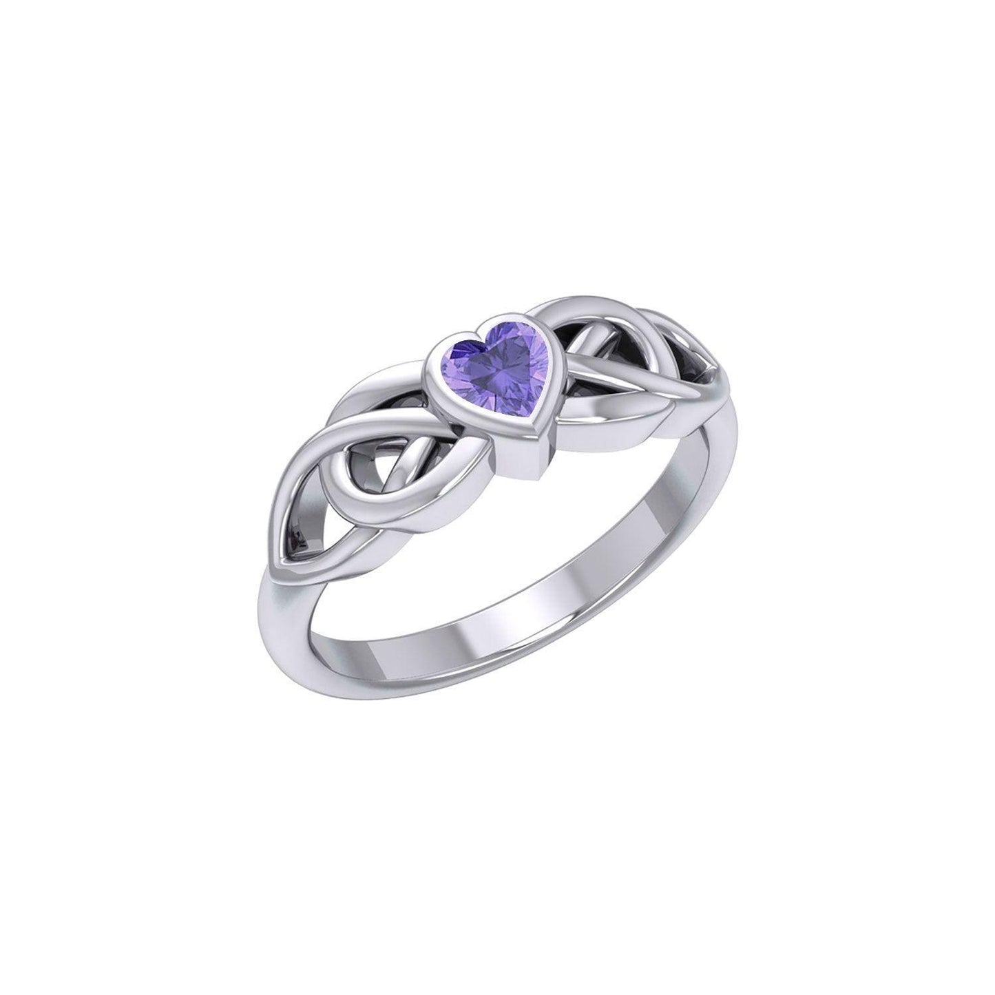 Celtic Knotwork Ring With Heart Gemstone TRI2306