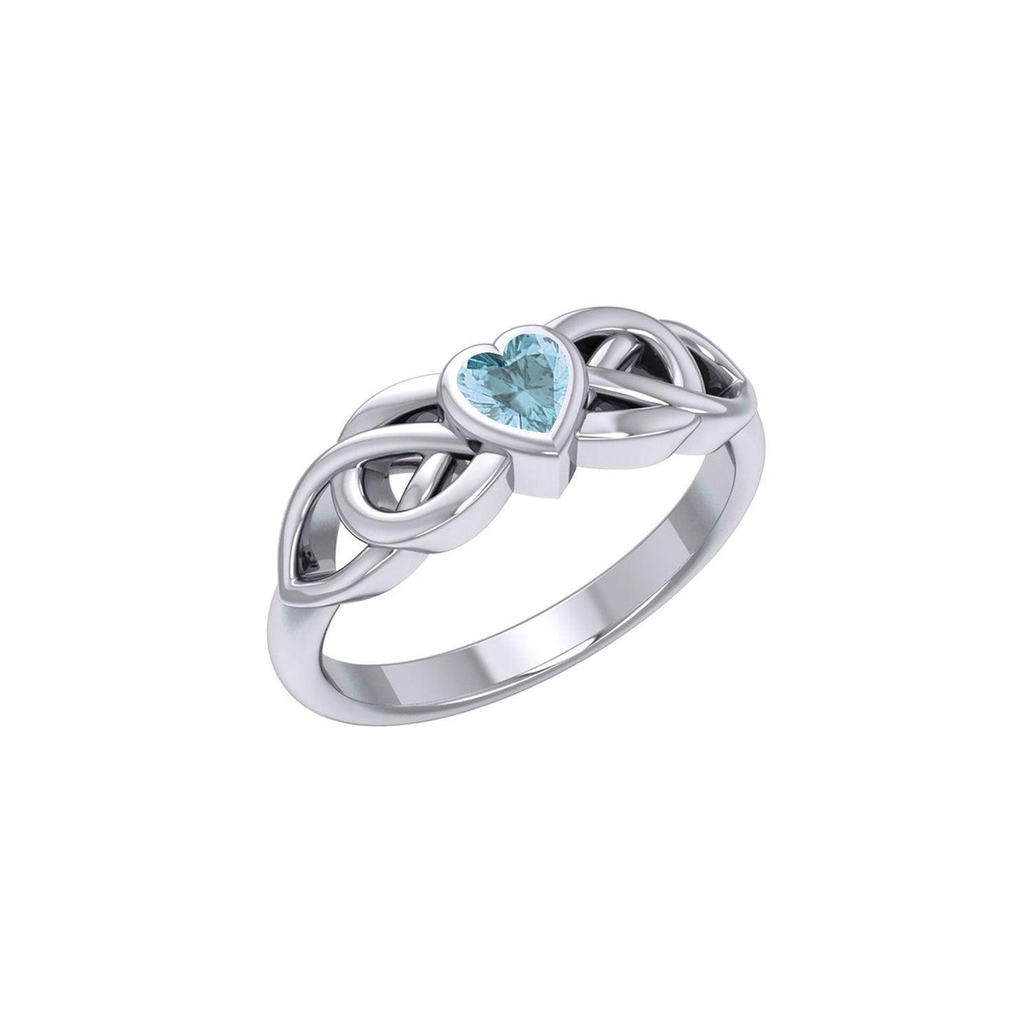 Celtic Knotwork Ring With Heart Gemstone TRI2306