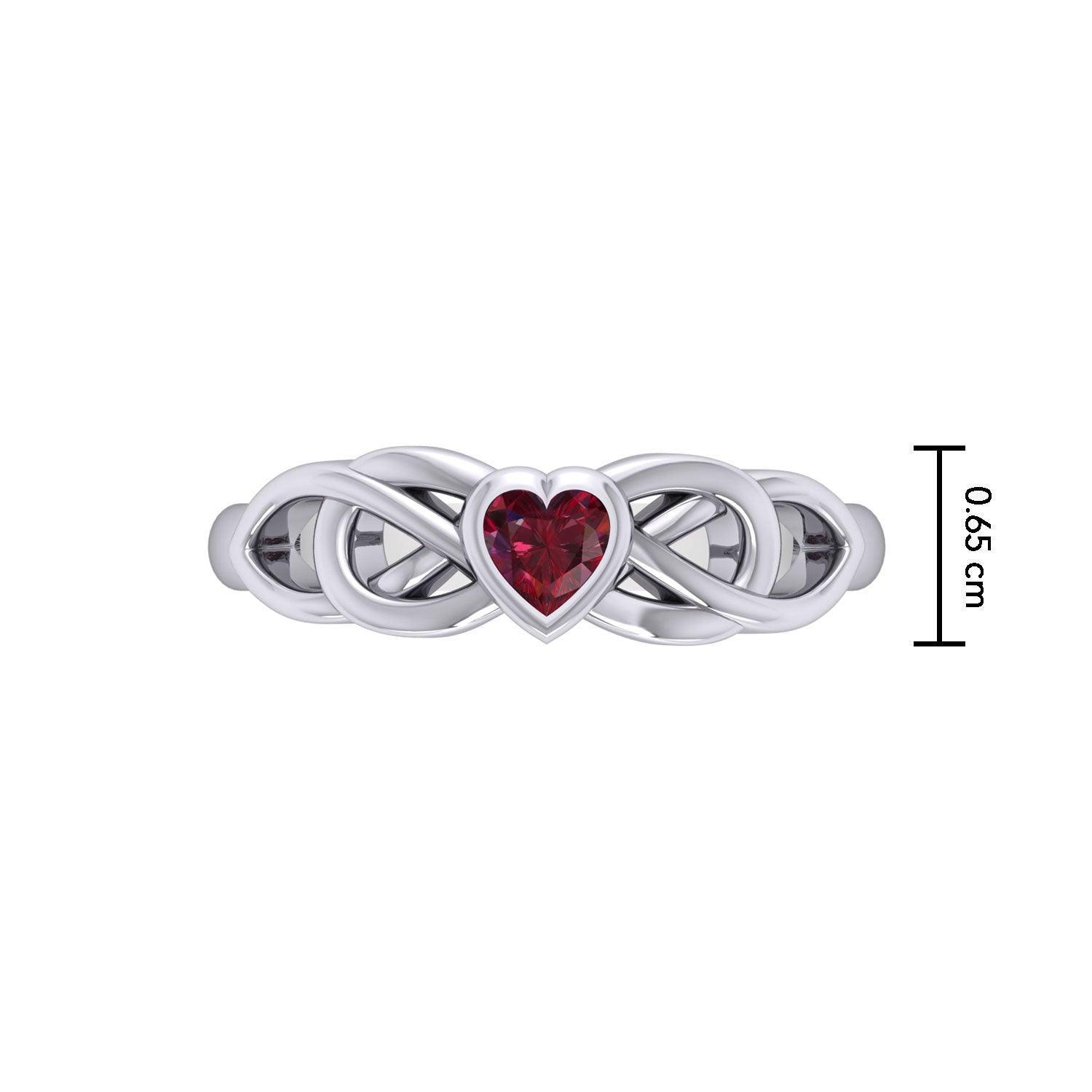 Celtic Knotwork Ring With Heart Gemstone TRI2306