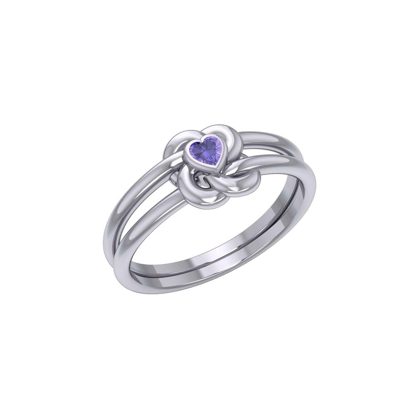 Celtic Knotwork Ring With Heart Gemstone TRI2308