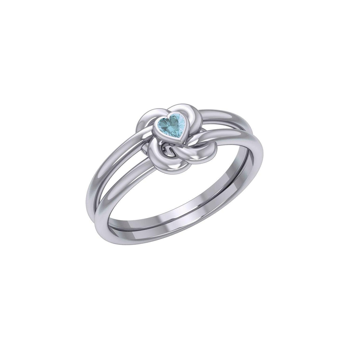 Celtic Knotwork Ring With Heart Gemstone TRI2308