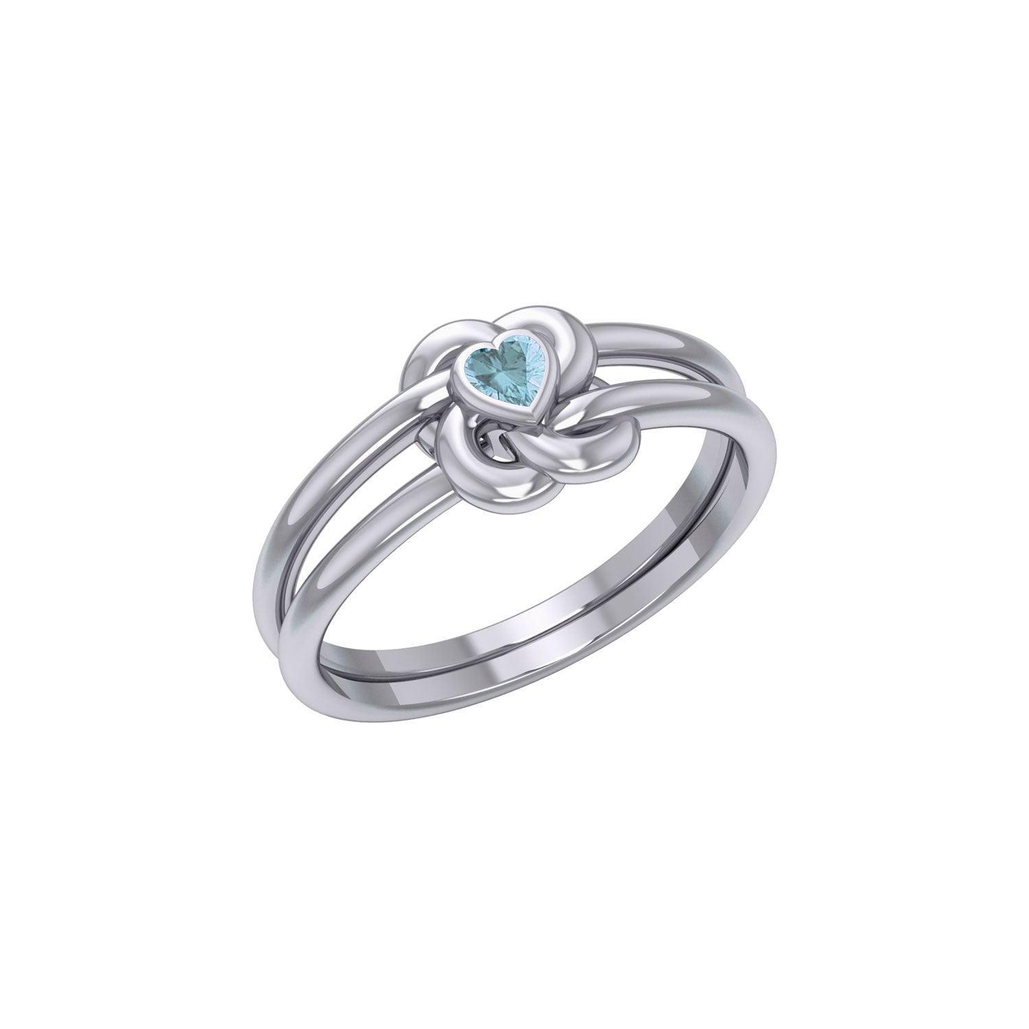 Celtic Knotwork Ring With Heart Gemstone TRI2308