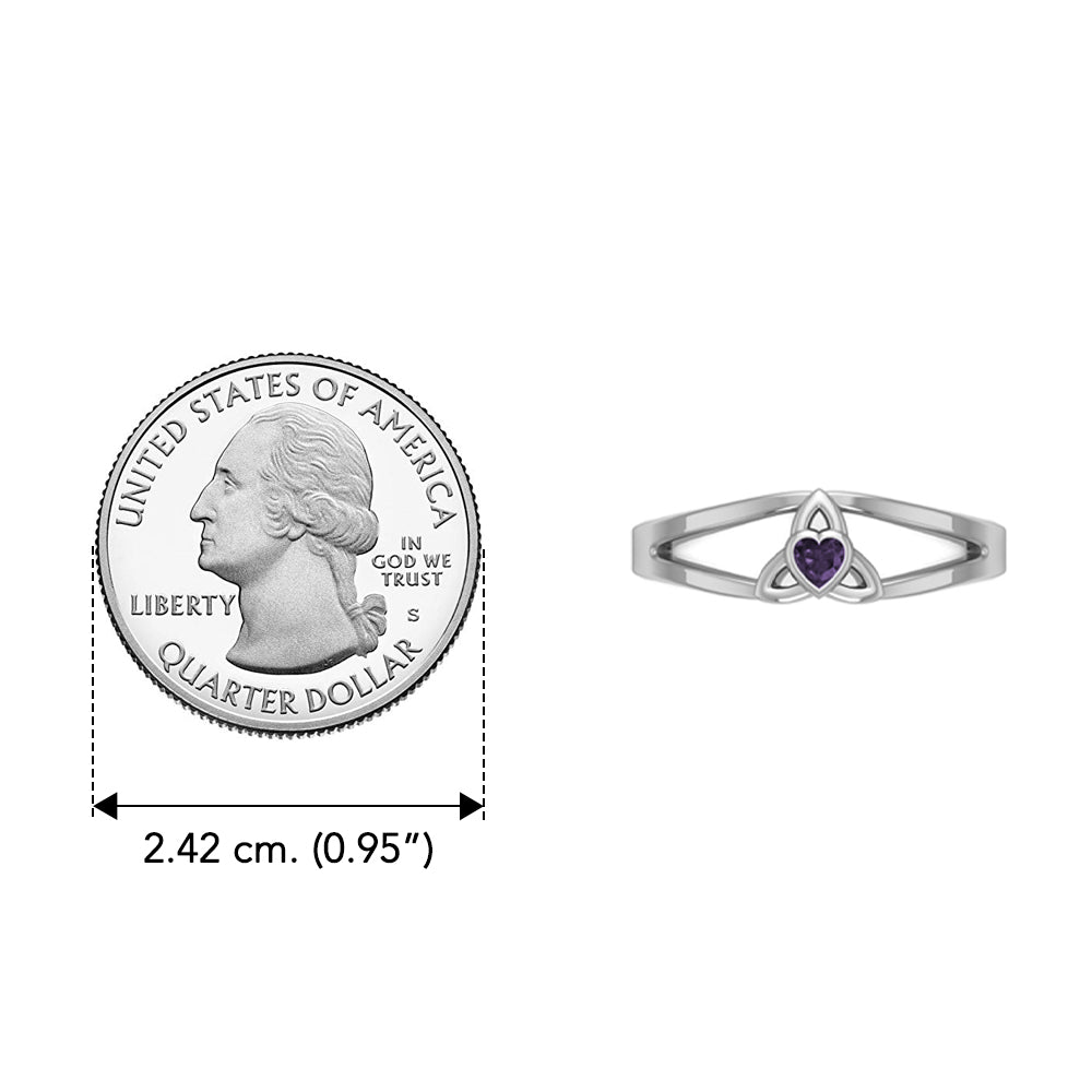 Celtic Trinity Knot Ring With Heart Gemstone TRI2309