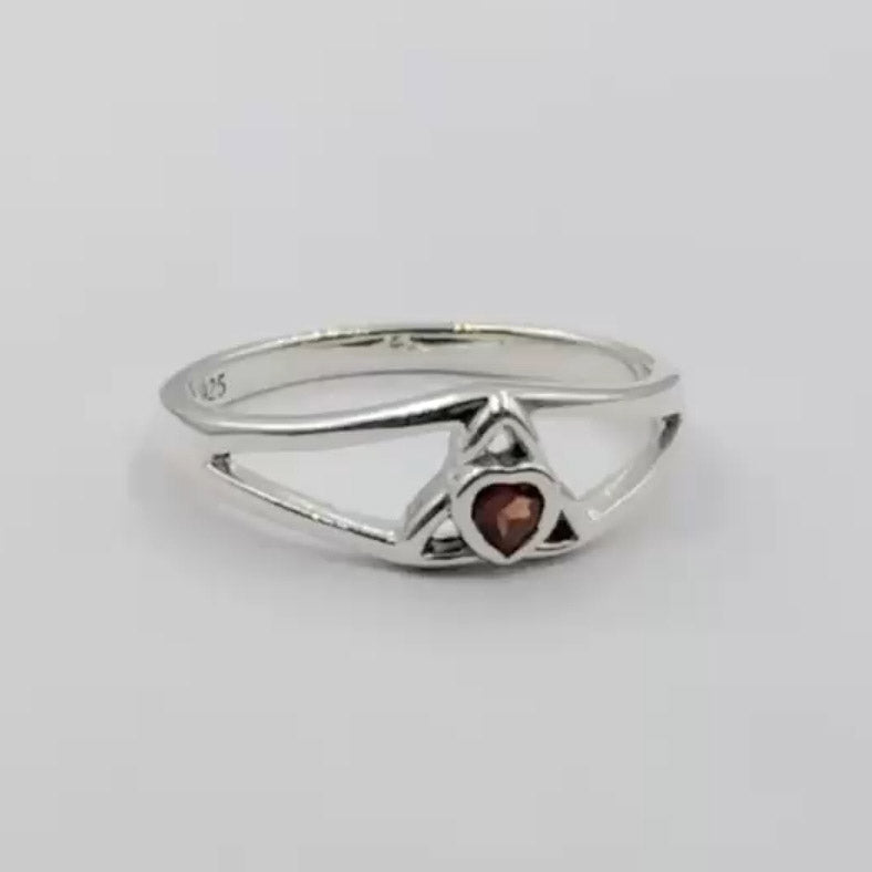 Celtic Trinity Knot Ring With Heart Gemstone TRI2309