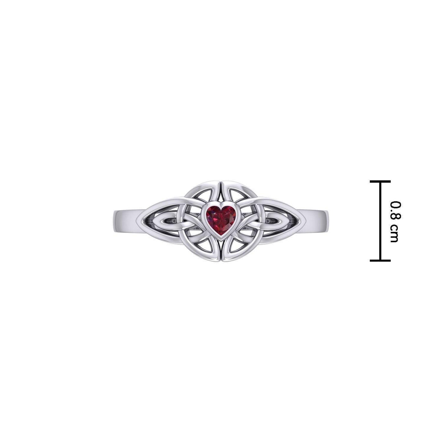Celtic Knotwork Ring With Heart Gemstone TRI2310