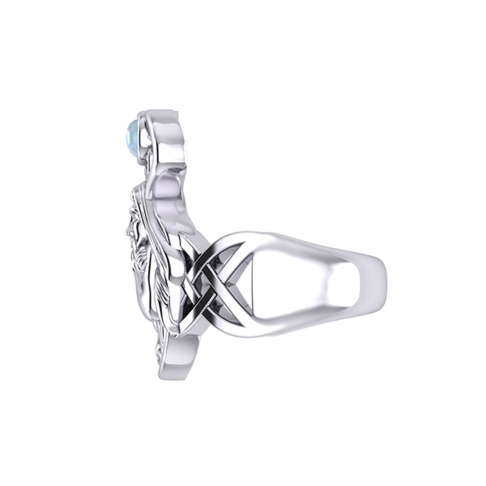 Cernunno the Powerful Horned God Silver Ring TRI2331