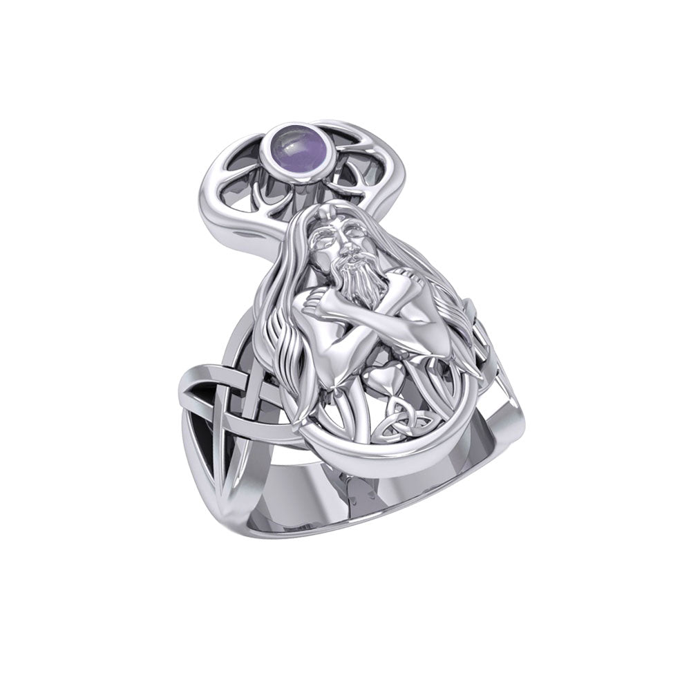 Cernunno the Powerful Horned God Silver Ring TRI2331