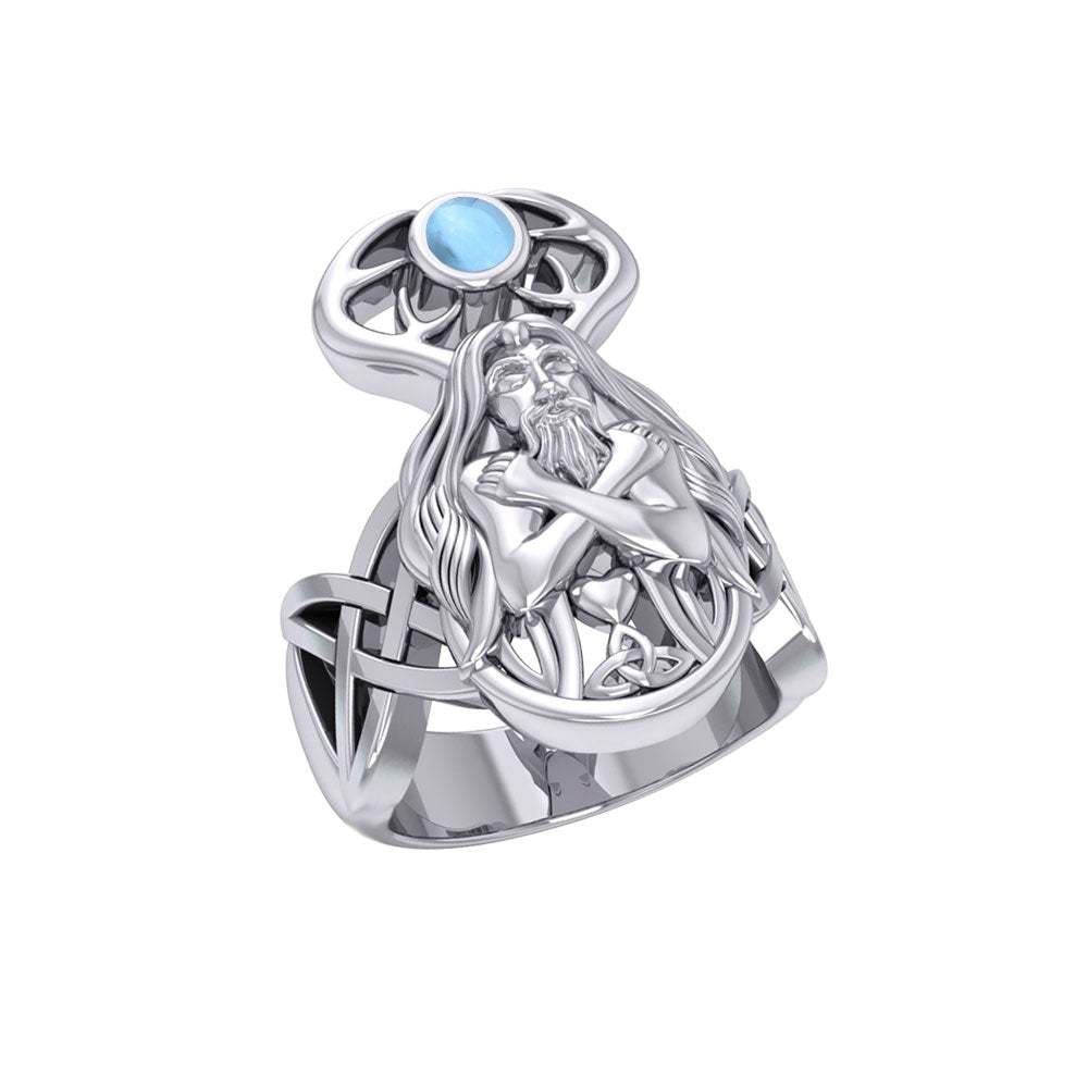 Cernunno the Powerful Horned God Silver Ring TRI2331