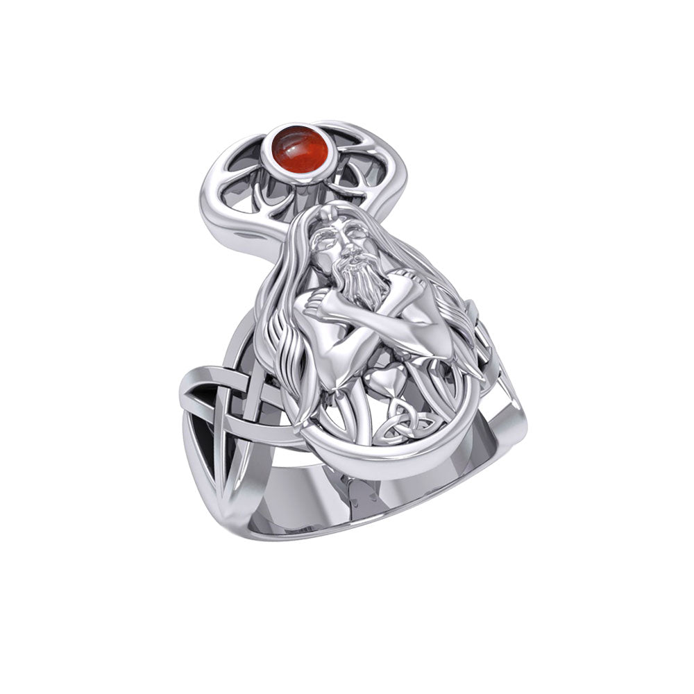 Cernunno the Powerful Horned God Silver Ring TRI2331
