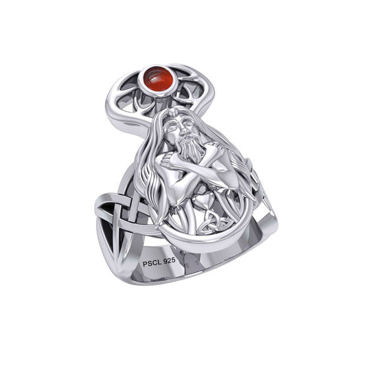Cernunno the Powerful Horned God Silver Ring TRI2331
