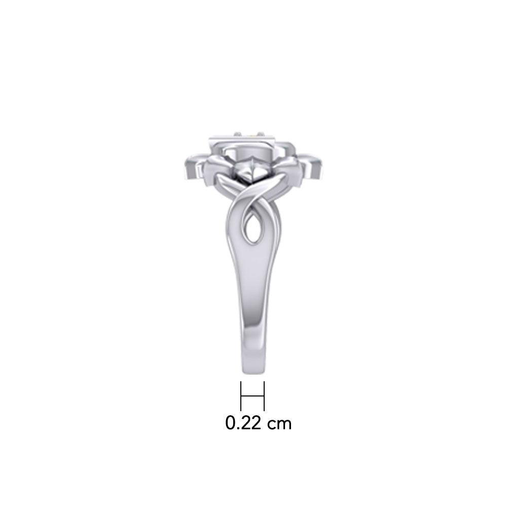 Manipura Solar Plexus Chakra with Celtic Designs Sterling Silver Ring TRI2338